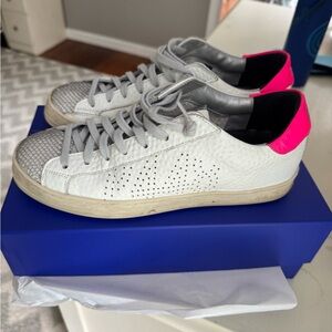 P448 White and Pink Women's Sneakers